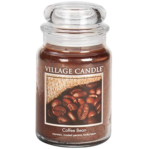 Village Candle Coffee Bean Glass Jar Scented Candle, Large, 21.25 oz, Brown & Creamy Vanilla Large Glass Apothecary Jar Scented Candle, 21.25 oz, Ivory