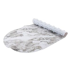 bath bliss shower tub mat | oval anti-slip bathmat | suction cup base | drain holes | safety | marble print