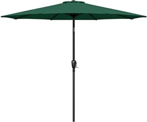 simple deluxe 9ft outdoor market table patio umbrella with button tilt, crank and 8 sturdy ribs for garden, deck, lawn, backyard & pool, green