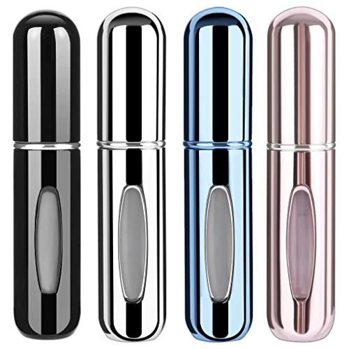 KJHD Portable Mini Refillable Perfume Atomizer Bottle, Refillable Perfume Spray, Atomizer Perfume Bottle, Scent Pump Case for Traveling and Outgoing, 5ml Multicolor Perfume Spray (4 pcs)