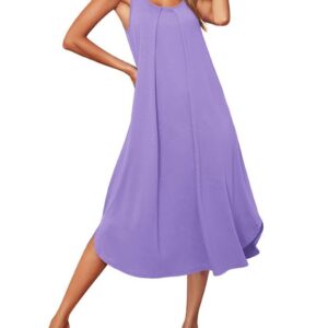 Ekouaer Night Gown for Women Sexy Loose Sleep Shirts Soft Sleeveless Sleepwear Dress Lilac Purple XL