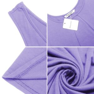 Ekouaer Night Gown for Women Sexy Loose Sleep Shirts Soft Sleeveless Sleepwear Dress Lilac Purple XL