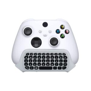mcbazel mini game keyboard 2.4g receiver wireless chatpad message with 3.5mm audio jack for xbox one/ xbox one x/ xbox one s/ xbox series x/ xbox series s - white
