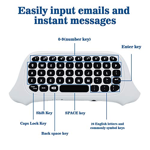 Mcbazel Mini Game Keyboard 2.4G Receiver Wireless Chatpad Message with 3.5MM Audio Jack for Xbox One/ Xbox One X/ Xbox One S/ Xbox Series X/ Xbox Series S - White