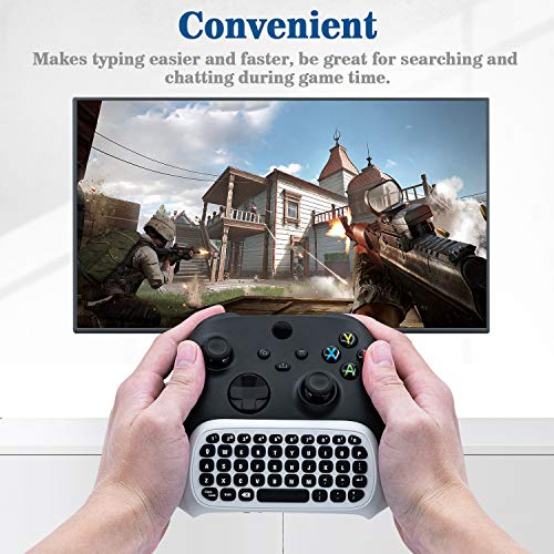 Mcbazel Mini Game Keyboard 2.4G Receiver Wireless Chatpad Message with 3.5MM Audio Jack for Xbox One/ Xbox One X/ Xbox One S/ Xbox Series X/ Xbox Series S - White