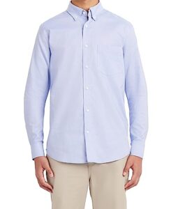 nautica mens school uniform long sleeve performance oxford button-down button down shirt, ox blue, large us