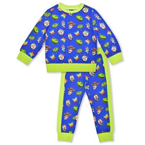 disney toy story buzz lightyear, woody, rex and forky boys long sleeve shirt and joggers set for toddler and little kids