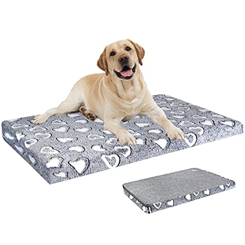 VANKEAN Dog Crate Mat Reversible Cool and Warm, Stylish Dog Bed for Crate with Waterproof Inner Linings and Removable Machine Washable Cover, Firm Support Dog Pad for Small to XX-Large Dogs, Grey