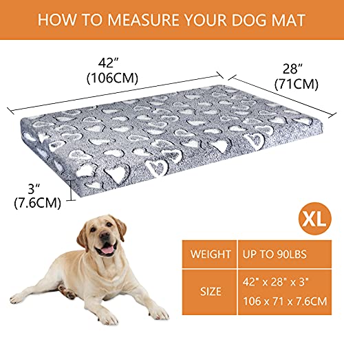 VANKEAN Dog Crate Mat Reversible Cool and Warm, Stylish Dog Bed for Crate with Waterproof Inner Linings and Removable Machine Washable Cover, Firm Support Dog Pad for Small to XX-Large Dogs, Grey