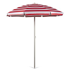 picnic time oniva - a brand outdoor canopy sunshade beach umbrella 5.5' - small patio umbrella - beach chair umbrella,red & white cabana stripe,822-00-336-000-0