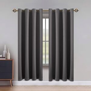 lushleaf blackout curtains for bedroom, solid thermal insulated with grommet noise reduction window drapes, room darkening curtains for living room, 2 panels, 52 x 84 inch grey