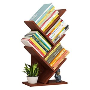 tekirose bookshelf,small bookshelf 5-tier tree bookcase in bedroom home office corner desktop bookshelf for desk