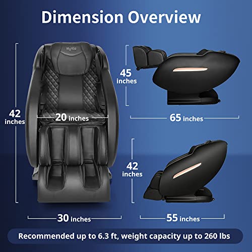 MYNTA Massage Chair, 3D SL-Track Full Body Massage Chair Recliner with Body Scan, Heat, Zero Gravity, Thai Stretch, Bluetooth Speaker, Airbags and Foot Rollers, Black