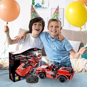 STEM Toy Building Toys Gifts for Age 5, 6, 7, 8, 9, 10, 11, 12 Years Old Kids Boys Girls, 2 in 1 Remote Control Racing Car Building Blocks, 351 Pcs DIY Building Kits, Engineering Construction Toy