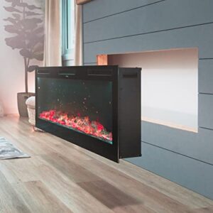 Chic&Cozy Electric Fireplace Insert | 60" Wall Mounted, Recessed Or Base Legs | Plays Music with 2 Bluetooth Speakers | 10-Color Flame LED | Remote Control, Touch Screen, WiFi App & 8 Hour Timer