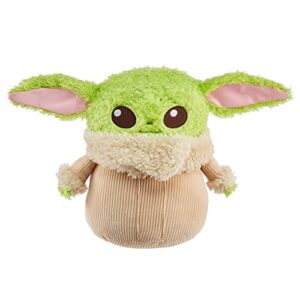 star wars grogu plush 12-inch toy figure, soft 'n fuzzy character doll with sounds, press hands to activate