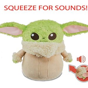 Star Wars Grogu Plush 12-Inch Toy Figure, Soft 'N Fuzzy Character Doll with Sounds, Press Hands to Activate