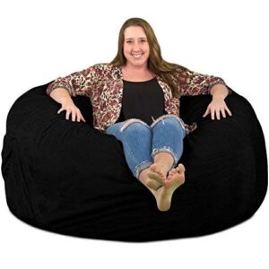 ultimate sack 5000 (5 ft.) bean bag chair: giant foam-filled furniture - machine washable covers, durable inner liner, 100% virgin foam. comfy bean bag chair. (black, suede)