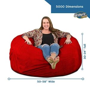 ULTIMATE SACK 5000 (5 Ft.) Bean Bag Chair: Giant Foam-Filled Furniture - Machine Washable Covers, Durable Inner Liner, 100% Virgin Foam. Comfy Bean Bag Chair. (Black, Suede)