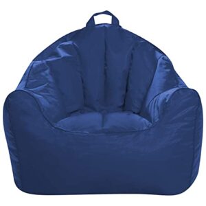 posh creations structured comfy seat for playrooms and bedrooms, large bean bag chair, malibu lounge, navy