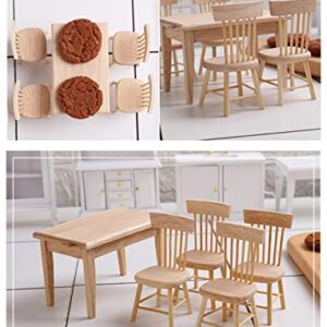 Z MAYABBO Wooden Dollhouse Furniture of Table & Chair, Miniature Dollhouse Accessories of Dining Room Accessory - 1/12 Scale