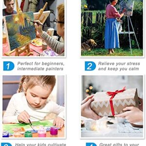 Paint by Numbers for Adults, 6 Pack Paint by Numbers for Kids Beginner Drawing Paintwork with Paintbrushes Cartoon Paint Canvas Oil Painting14X14inch