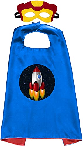 ImpiriLux Play Tent for Kids with Cape and Mask Costume Set | Rocket Themed Children's Pop Up Playhouse Fort for Boys and Girls