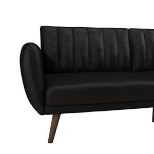 Novogratz Brittany Futon, Convertible Sofa & Couch, Black Faux Leather