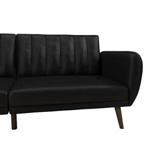 Novogratz Brittany Futon, Convertible Sofa & Couch, Black Faux Leather