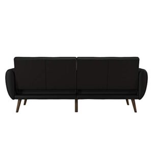 Novogratz Brittany Futon, Convertible Sofa & Couch, Black Faux Leather