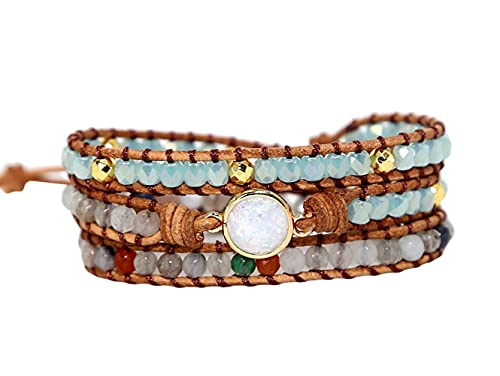 ZOSOJONA Women Wrap Bracelets Boho Natural Stone Jasper Turquoises Strand Bracelet Jewelry Collection (Nature stone)