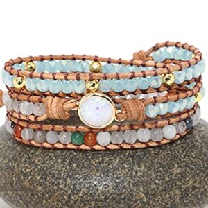 ZOSOJONA Women Wrap Bracelets Boho Natural Stone Jasper Turquoises Strand Bracelet Jewelry Collection (Nature stone)