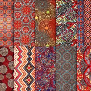 10 pieces african fabric fat quarters 10 x 10 inches/ 25 x 25 cm, african ankara wax print fabric, ankara print fabric for sewing, face covering make, craft projects and patch work diy