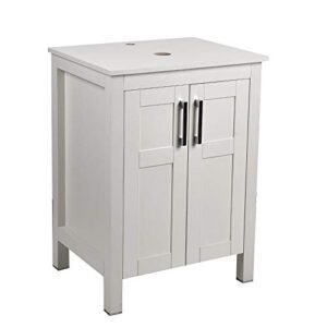 puluomis 24 inches bathroom vanity, modern stand pedestal cabinet, wood white fixture, without mirror