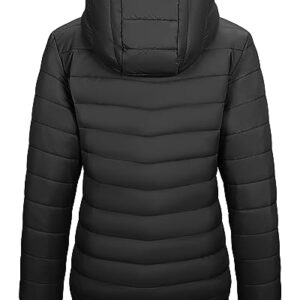 Outdoor Ventures Women's Packable Lightweight Full-Zip Puffer Jacket with Hood Quilted Winter Coat