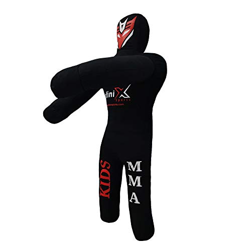 Infinix Sports Kids Grappling Dummy BJJ Wrestling Dummy for Kids Youth MMA Boxing Dummies Brazilian Jiu Jitsu Dummy Children Punching Dummy 110cm UNFILLED (Black)