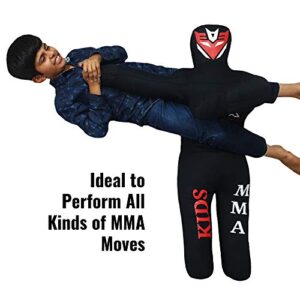 Infinix Sports Kids Grappling Dummy BJJ Wrestling Dummy for Kids Youth MMA Boxing Dummies Brazilian Jiu Jitsu Dummy Children Punching Dummy 110cm UNFILLED (Black)