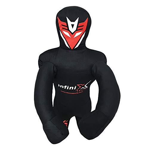 Infinix Sports Kids Grappling Dummy BJJ Wrestling Dummy for Kids Youth MMA Boxing Dummies Brazilian Jiu Jitsu Dummy Children Punching Dummy 110cm UNFILLED (Black)