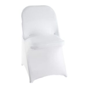 welmatch white spandex folding chair covers - 50 pcs weddding events party decoration stretch elastic chair covers good (white, 50)