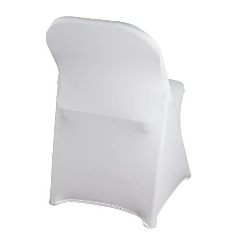 WELMATCH White Spandex Folding Chair Covers - 50 PCS Weddding Events Party Decoration Stretch Elastic Chair Covers Good (White, 50)