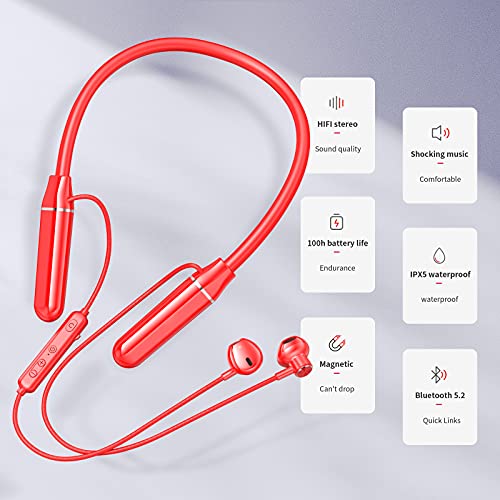 FIGMASU Wireless Bluetooth Headphones Neckband 100H Playtime, IPX5 Waterproof Wireless Earbuds in Ear, Noise Isolating Lightweight for Running, Workout, Gym Headset with Mic