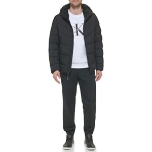 Calvin Klein Men's Hooded Stretch Jacket, Ebony, Large