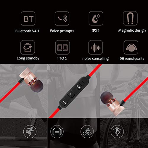 heave Wireless Earbuds,Sports Bluetooth Headphones Wireless Headsets Neckband V4.1 Magnetic in-Ear Earbuds with Waterproof Built-in Mic,6 Hours Playtime Black