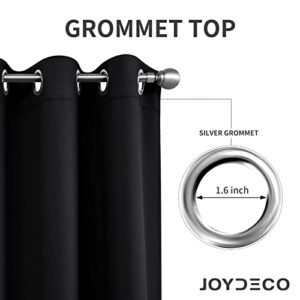 Joydeco Blackout Curtains 84 Inch Length 2 Panels Set, Thermal Insulated Long Curtains& Drapes 2 Burg, Room Darkening Grommet Curtains for Living Room Bedroom Window (W52 x L84 Inch, Black)