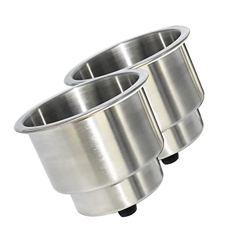 Yuanhe 2pcs Stainless Steel Cup Drink Holder with Drain for Marine Boat RV Camper