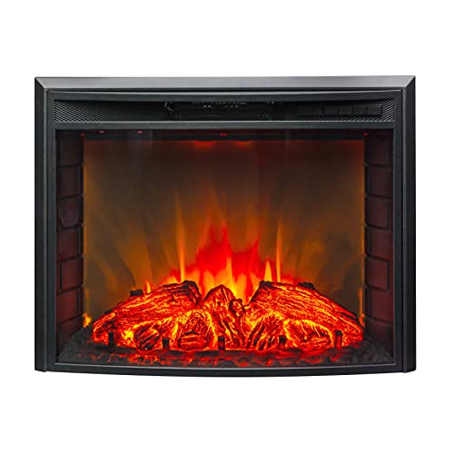 FIREBLAZE Electric Fireplace Eureka 26 inch - Curved Front Glass LED Fireplace Insert with Remote Control - Adjustable Heating, Sound, Brightness, Timer - 2-Way Recessed Installation - Heats 400 sq ft