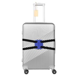 Luggage Straps Bag Bungee for Luggage， High Elastic Suitcase Adjustable Belt Bag Bungees with Buckles (Black/Blue)