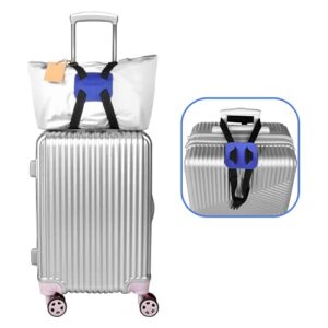 Luggage Straps Bag Bungee for Luggage， High Elastic Suitcase Adjustable Belt Bag Bungees with Buckles (Black/Blue)