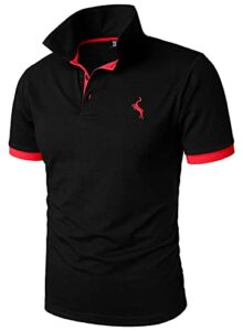 hood crew men’s classic polo shirt short sleeve shirts lightweight casual tops black xl