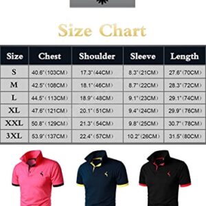 HOOD CREW Men’s Classic Polo Shirt Short Sleeve Shirts Lightweight Casual Tops Black XL